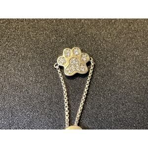 925 Sterling Silver Pet Paw with Rhinestones Slider Bracelet